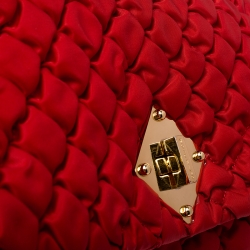 Pre Owned Moschino Red Quilted Nylon Flap Shoulder Bag