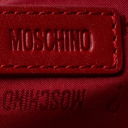 Pre Owned Moschino Red Quilted Nylon Flap Shoulder Bag