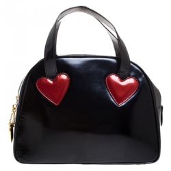 Pre Owned Moschino Navy Blue Leather Vintage Redwall Dome Satchel