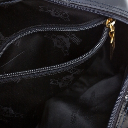 Pre Owned Moschino Navy Blue Leather Vintage Redwall Dome Satchel