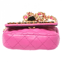 Pre Owned Moschino Pink Quilted Leather Mini Belt Bag