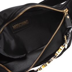 Pre Owned Moschino Black Nylon and Leather Belt Bag