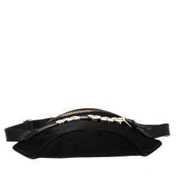 Pre Owned Moschino Black Nylon and Leather Belt Bag