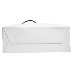 Pre Owned Moschino White/Black Leather Logo Shopping Tote