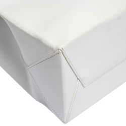 Pre Owned Moschino White/Black Leather Logo Shopping Tote