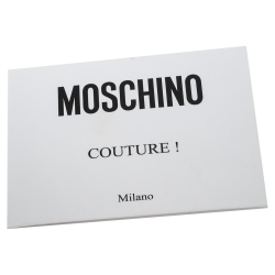 Pre Owned Moschino White/Black Leather Logo Shopping Tote