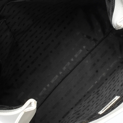 Pre Owned Moschino White/Black Leather Logo Shopping Tote
