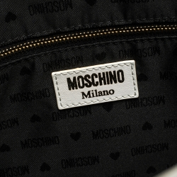 Pre Owned Moschino White/Black Leather Logo Shopping Tote