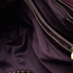 Pre Owned Moschino Plum Signature Canvas and Leather Studded Flap Shoulder Bag