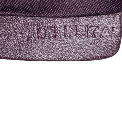 Pre Owned Moschino Plum Signature Canvas and Leather Studded Flap Shoulder Bag