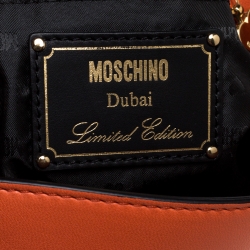 Pre Owned Moschino Orange Leather Flap Shoulder Bag