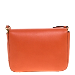 Pre Owned Moschino Orange Leather Flap Shoulder Bag