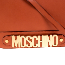 Pre Owned Moschino Orange Leather Flap Shoulder Bag