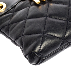 Pre Owned Moschino Navy Blue Quilted Leather Charms Wristlet Clutch