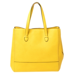 Pre Owned Moschino Yellow Leather Shopper Tote