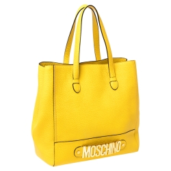 Pre Owned Moschino Yellow Leather Shopper Tote