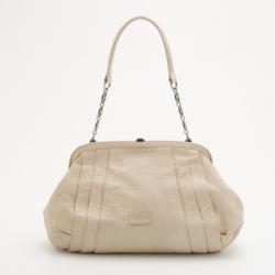 Pre Owned Moschino Beige Leather Pleated Shoulder Bag