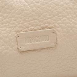 Pre Owned Moschino Beige Leather Pleated Shoulder Bag