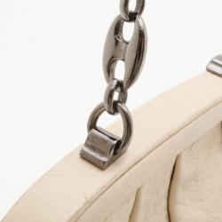 Pre Owned Moschino Beige Leather Pleated Shoulder Bag