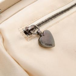 Pre Owned Moschino Beige Leather Pleated Shoulder Bag