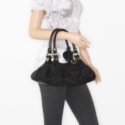 Pre Owned Moschino Monogram Logo Black Shoulder Bag