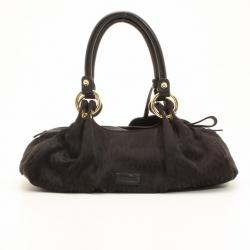 Pre Owned Moschino Monogram Logo Black Shoulder Bag