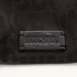 Pre Owned Moschino Monogram Logo Black Shoulder Bag