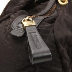 Pre Owned Moschino Monogram Logo Black Shoulder Bag