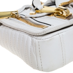 Pre Owned Moschino White Leather Capsule Biker Jacket Shoulder Bag