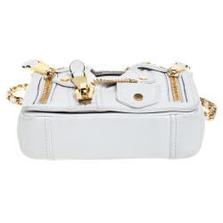 Pre Owned Moschino White Leather Capsule Biker Jacket Shoulder Bag