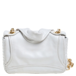Pre Owned Moschino White Leather Capsule Biker Jacket Shoulder Bag