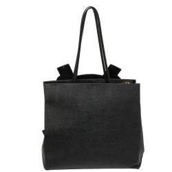 Pre Owned Moschino Black Textured Faux Leather Teddy Bear Tote