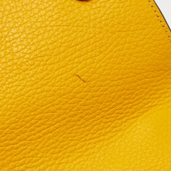 Pre Owned Moschino Yellow Leather Logo Shoulder Bag