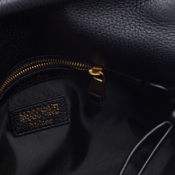 Pre Owned Moschino Black Leather Logo Flap Crossbody Bag