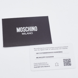 Pre Owned Moschino Black Leather Logo Flap Crossbody Bag