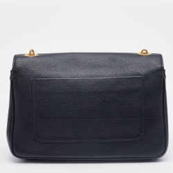 Pre Owned Moschino Black Leather Logo Flap Crossbody Bag