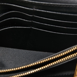 Moschino Black Leather Lettering Charm Wallet on Chain