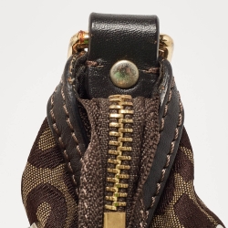 Moschino Dark Brown Signature Canvas Studs Embellished Hobo