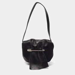 Black Leather Pin Flap Shoulder