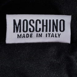 Pre Owned Moschino Black Leather Pin Flap Shoulder Bag