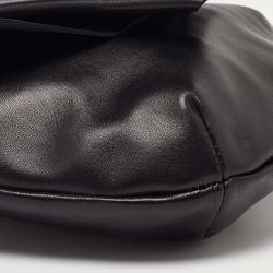 Pre Owned Moschino Black Leather Pin Flap Shoulder Bag