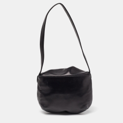 Pre Owned Moschino Black Leather Pin Flap Shoulder Bag
