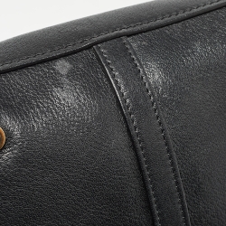 Pre Owned Moschino Black Leather Classic Logo Flap Shoulder Bag