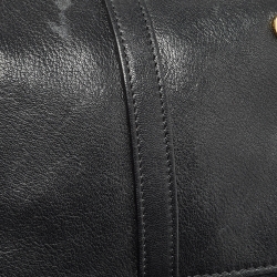 Pre Owned Moschino Black Leather Classic Logo Flap Shoulder Bag