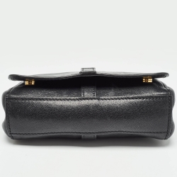 Pre Owned Moschino Black Leather Classic Logo Flap Shoulder Bag