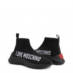 Pre Owned Love Moschino Black Fabric High Top Sneakers Size 40