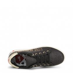 Love Moschino Black Glitter Fabric Lace Up Sneakers Size 40