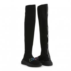 Pre Owned Love Moschino Black Fabric Over the Knee Boots Size 38