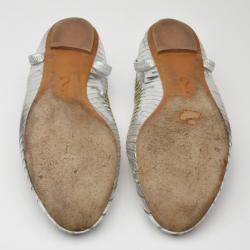 Moschino Silver Leather Flats Size 41