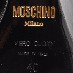 Moschino Black Leather Patent Over The Kee Length Wedge Boots Size 40